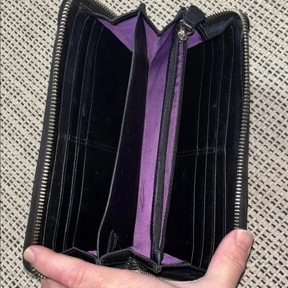 Coach Black Full Zip Leather Wallet - Picture 6 of 8